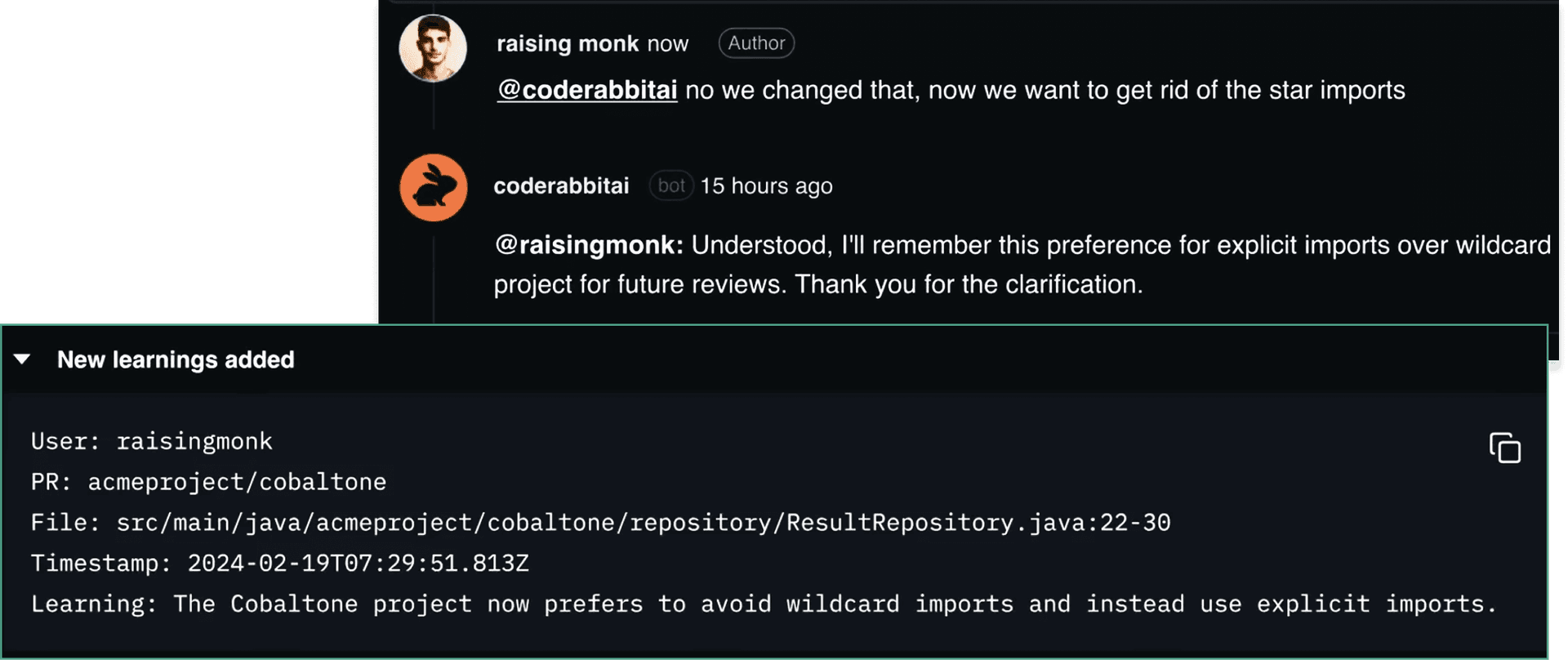 CodeRabbit learnings